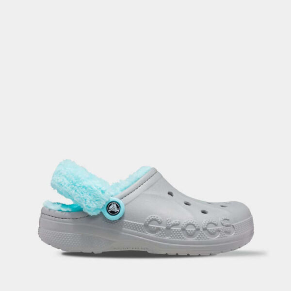Crocs Baya Lined Fuzz-Strap Grey/Ice Blue арт. 206633 / Сабо Крокс Бая Фузз-Стреп з хутром